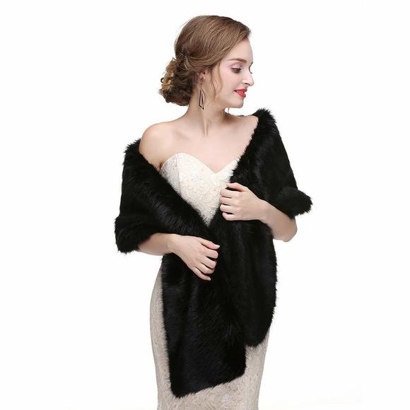 Women's 1920 Faux Fur Stole Bridal Winter Fur Wraps And Shawls Wedding Faux😇 - Picture 1 of 9